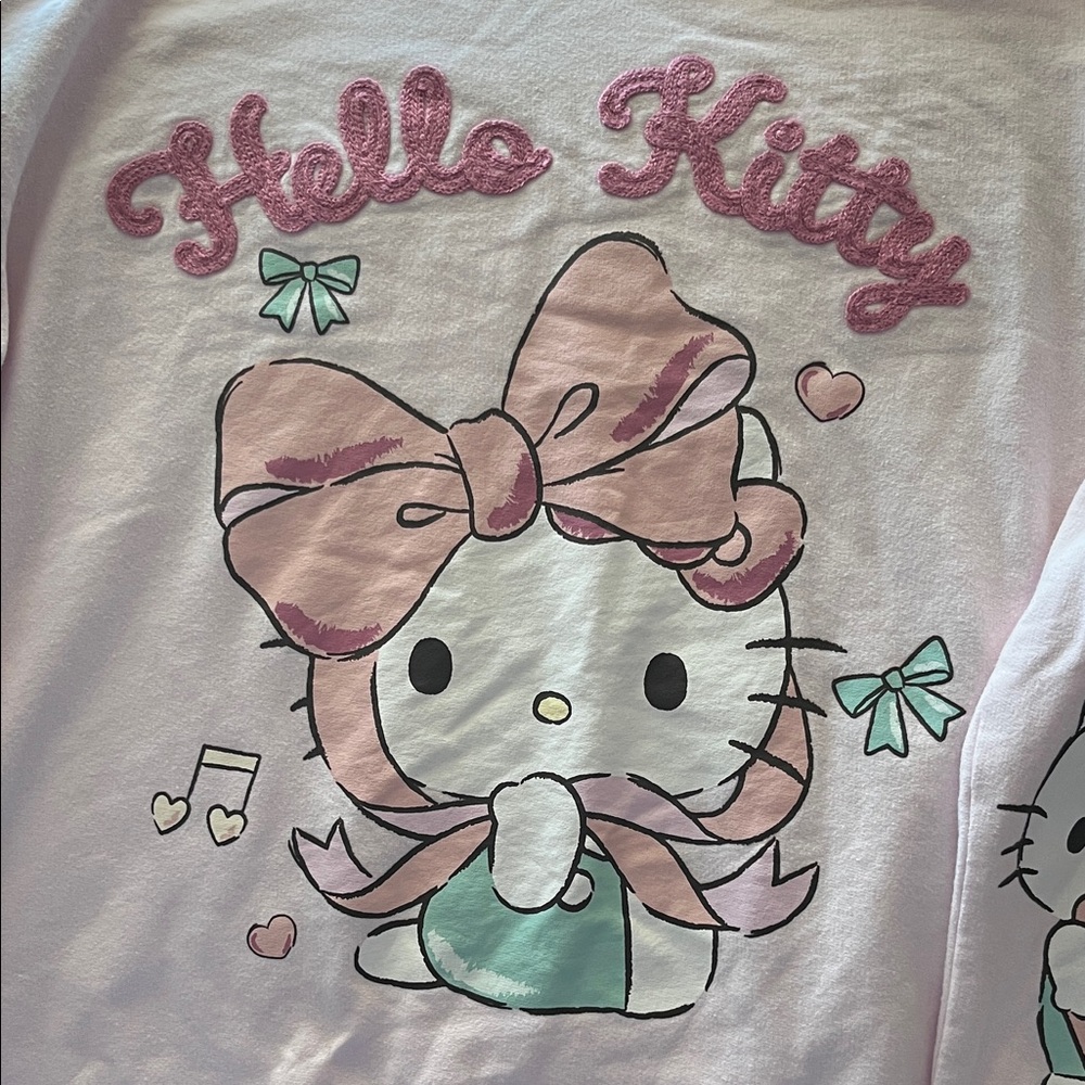 Hello Kitty Pink Bow Graphic Hoodie Sweatshirt